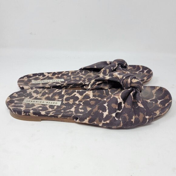 Veronica Beard Etra Knotted Leopard Flat Slip‎ On Sandals Women's Size 10 - Picture 3 of 7